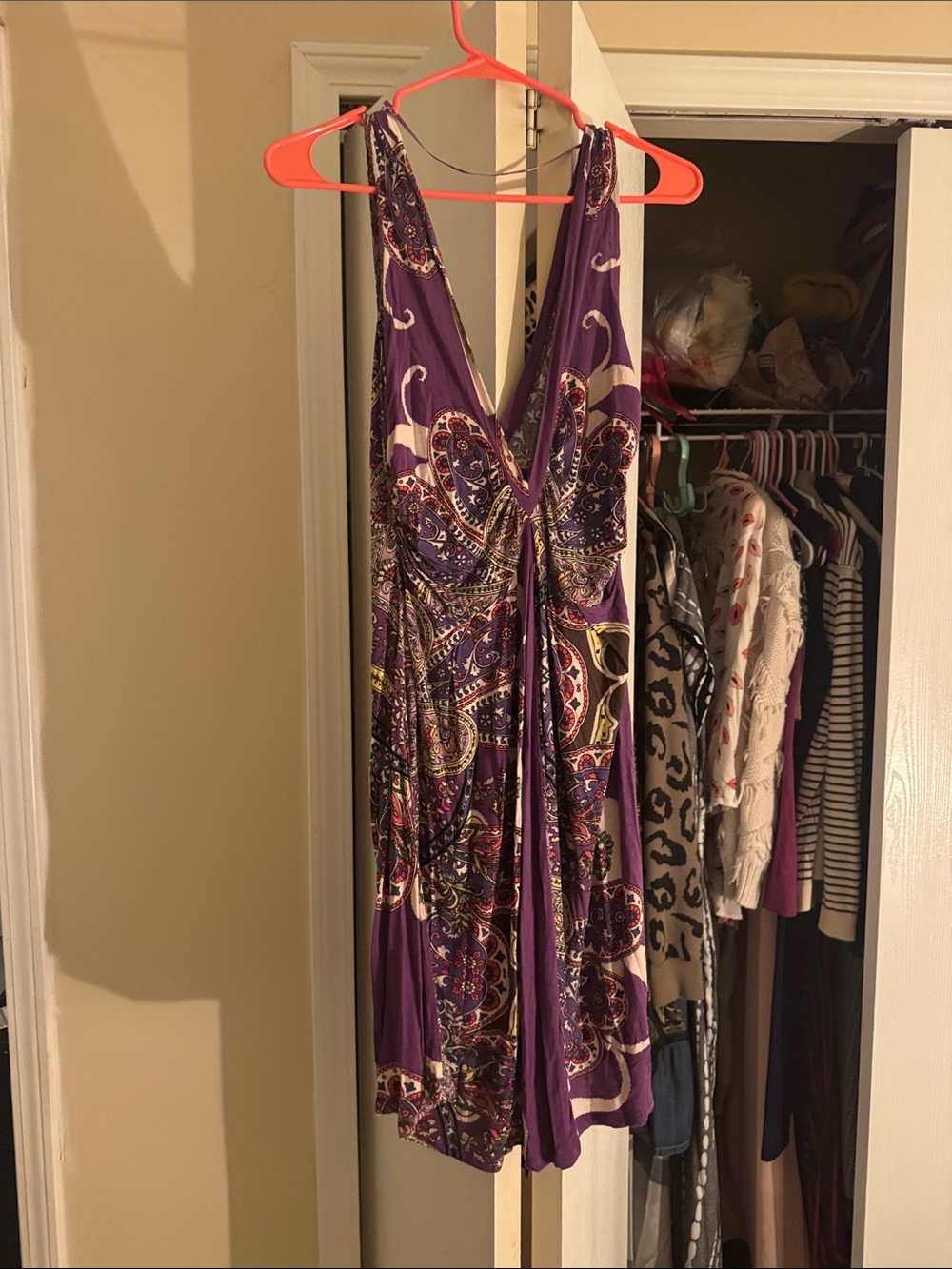 Zara Purple Paisley V-Neck Sleeveless Dress